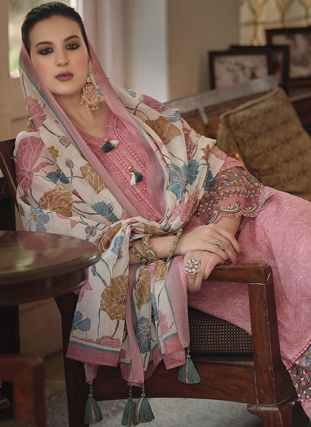 413 Women Linen Cotton Embroidered Kurti With Bottom Dupatta
